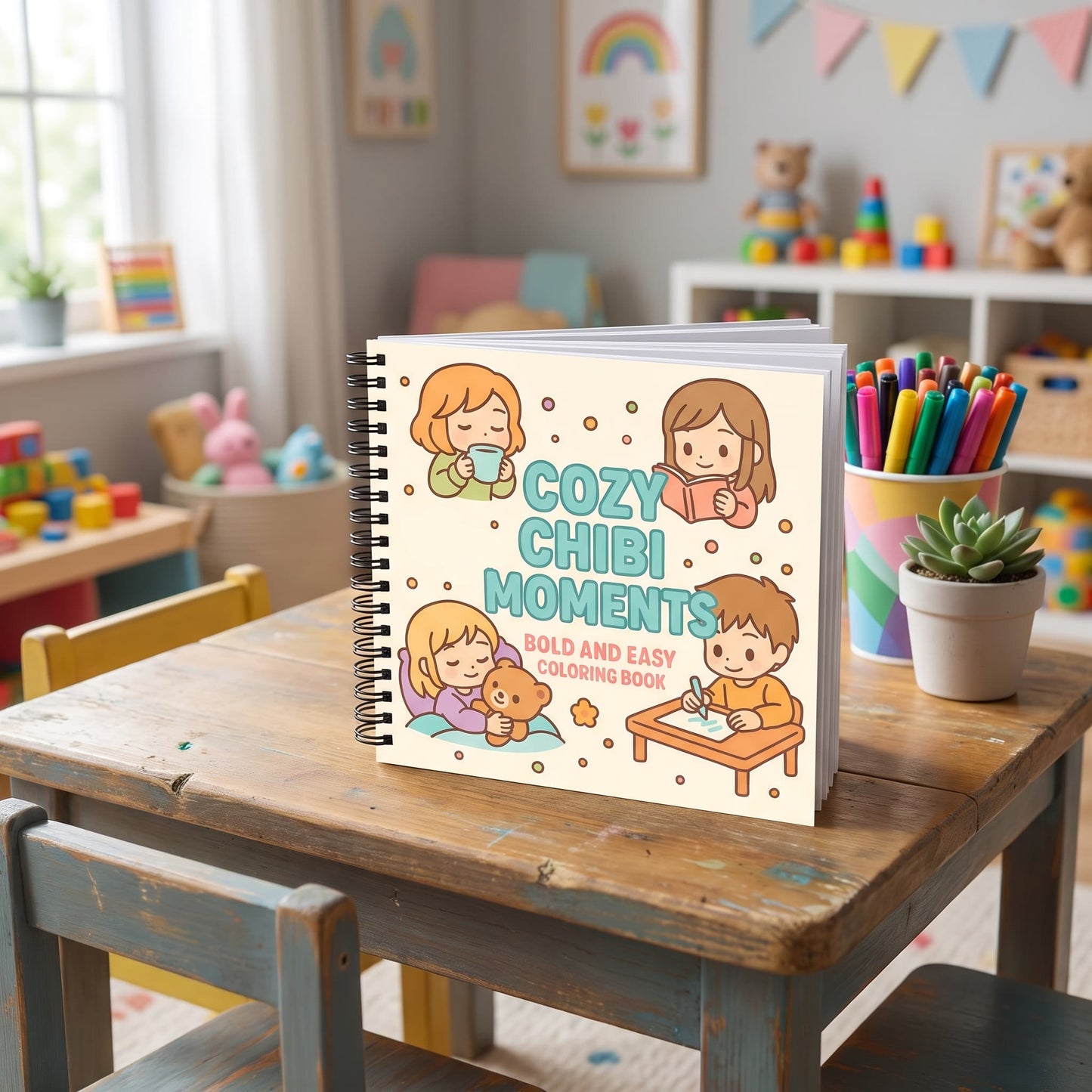 Cozy Anime Chibi Moments Bold And Easy 20x20 Cm Büyük Boyama Kitabı, Çocuklar Ve Yetişkinlere