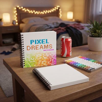 Pixel Dreams Skecth Book 20 X 20 Cm 50x50 Kareli Pixel Art, Eskiz, Çizim Ve Boyama Kitabı