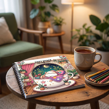 Cozy Spaces Bold And Easy – 20x20 cm Büyük Boyama Kitabı, Çocuklar ve Yetişkinler İçin