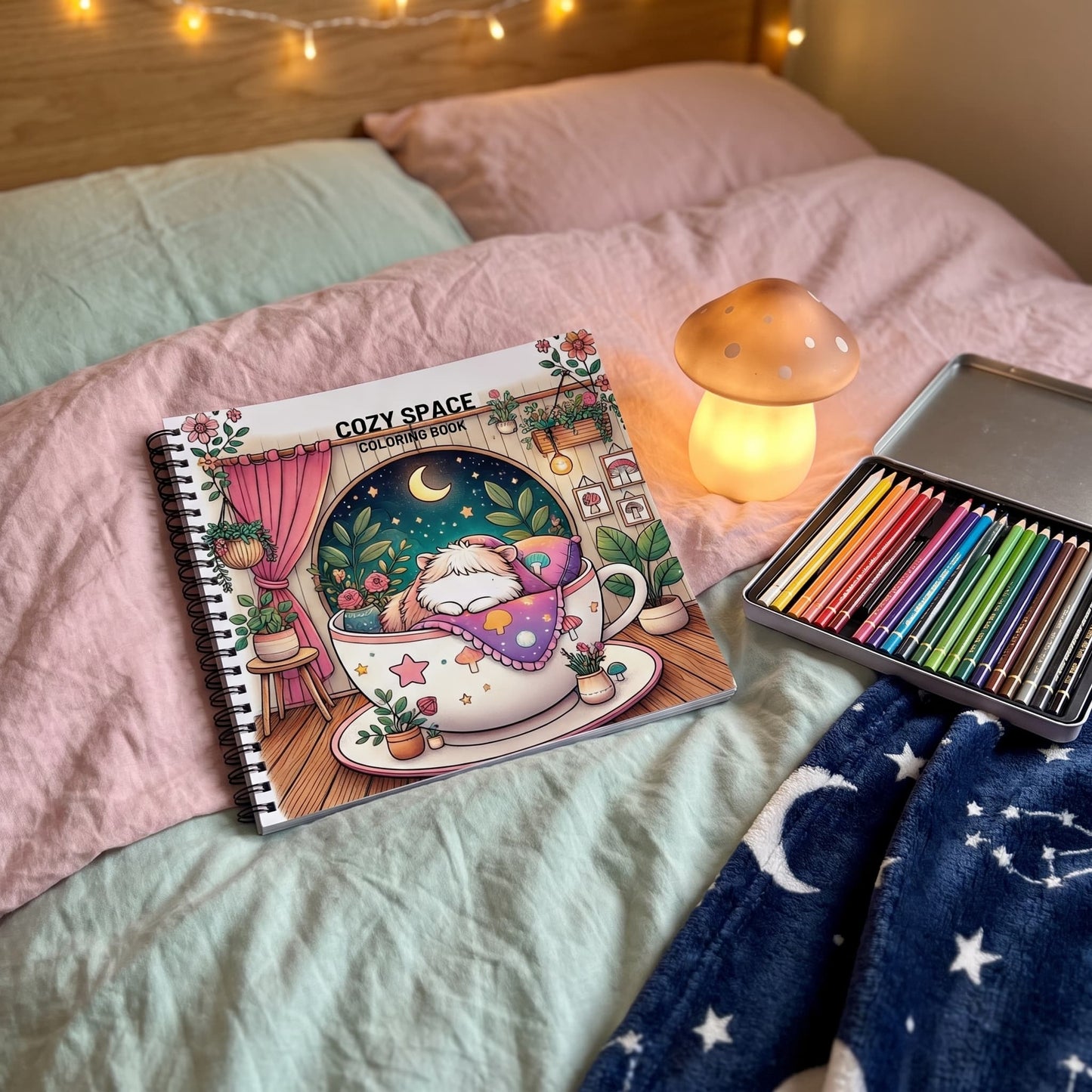 Cozy Spaces Bold And Easy – 20x20 cm Büyük Boyama Kitabı, Çocuklar ve Yetişkinler İçin