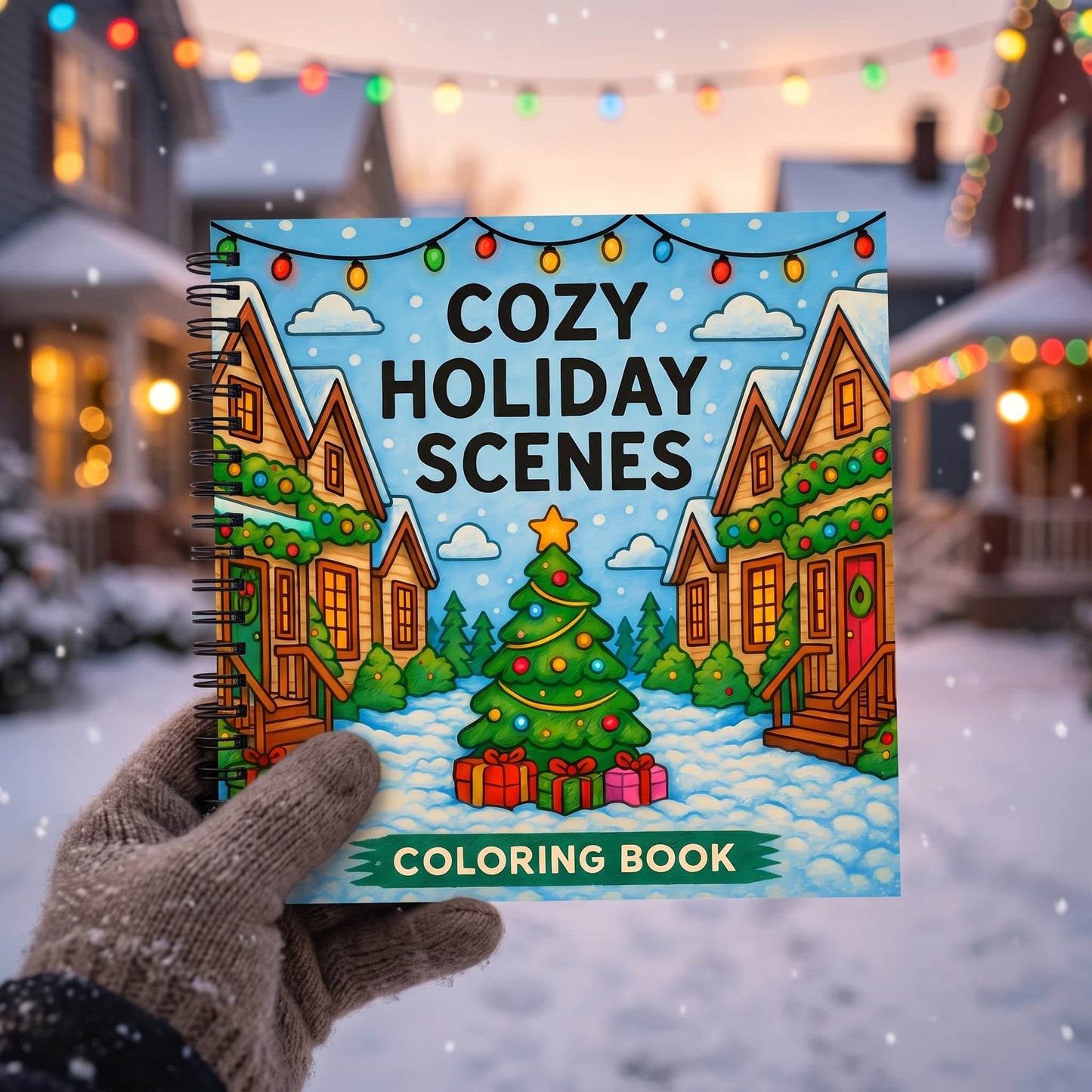 Yılbaşı Cozy Holiday Scenes Bold And Easy 20x20 Cm Büyük Boyama Kitabı, Çocuklar Yetişkinler
