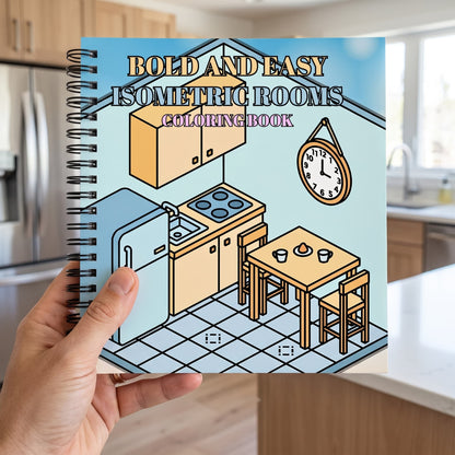 Isometric Rooms Bold And Easy - 20x20 Büyük Boyama Kitabı, Çocuklar ve Yetişkinler İçin