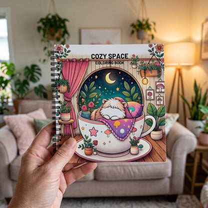 Cozy Spaces Bold And Easy – 20x20 cm Büyük Boyama Kitabı, Çocuklar ve Yetişkinler İçin