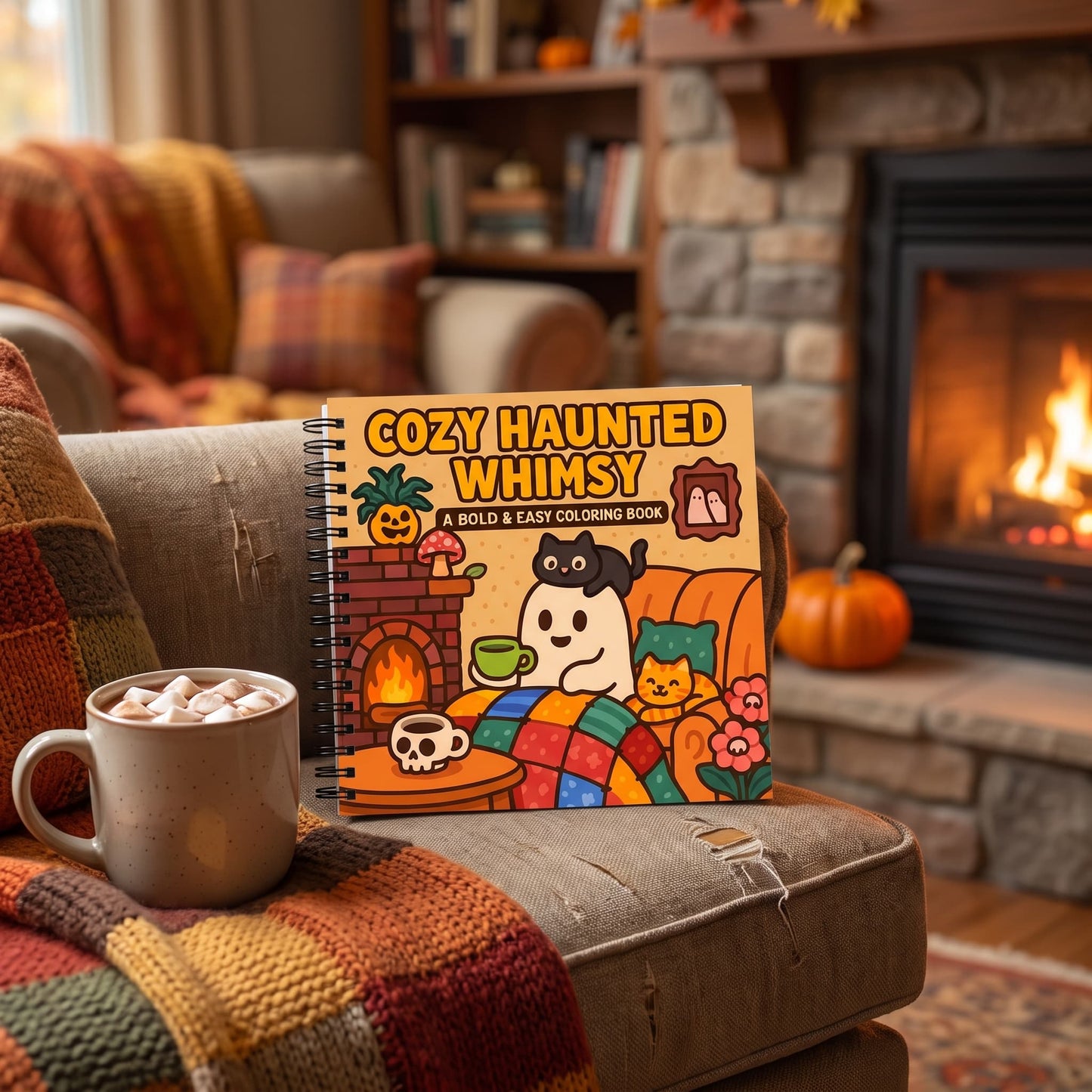 Cozy Haunted Whimsy Bold And Easy 20x20 Cm Büyük Boyama Kitabı, Çocuklar Ve Yetişkinler İçin