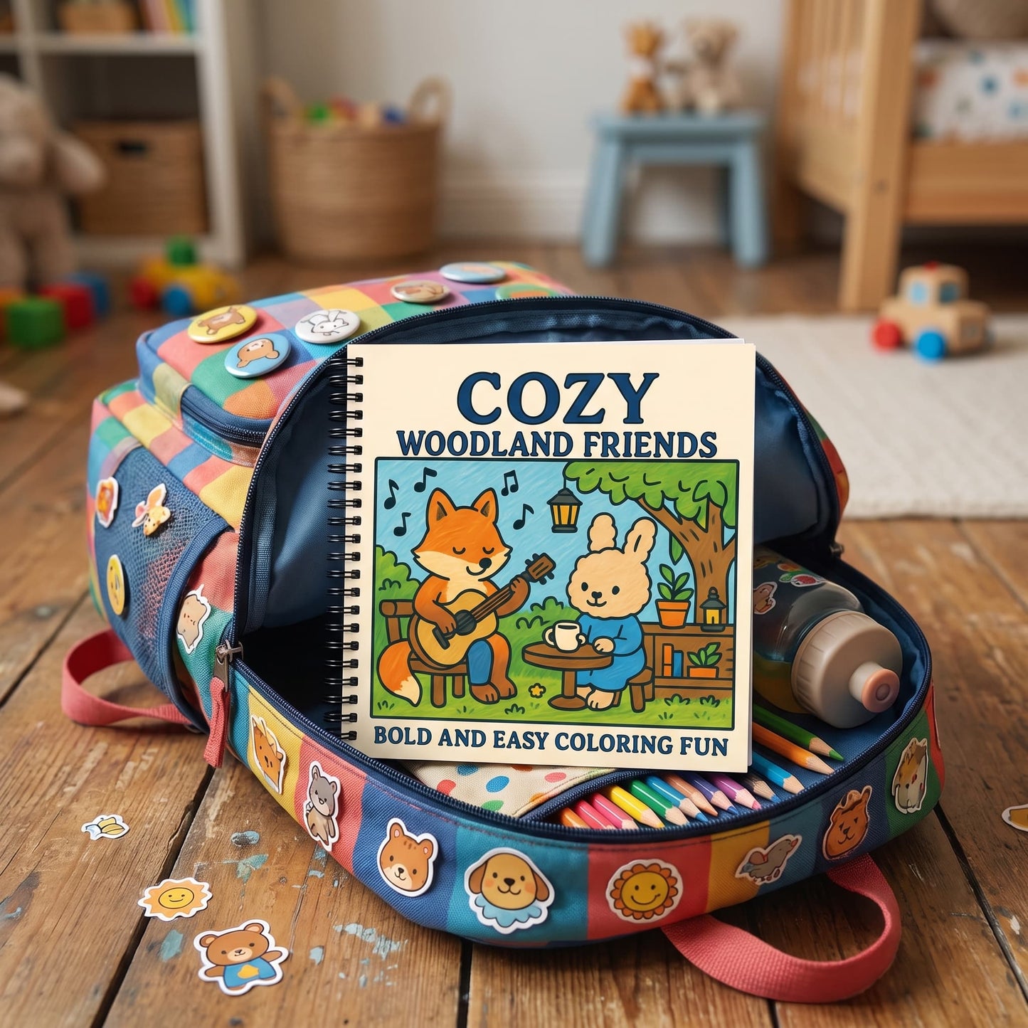 Cozy Woodland Friends Bold And Easy 20x20 Cm Büyük Boyama Kitabı, Çocuklar Ve Yetişkinlere