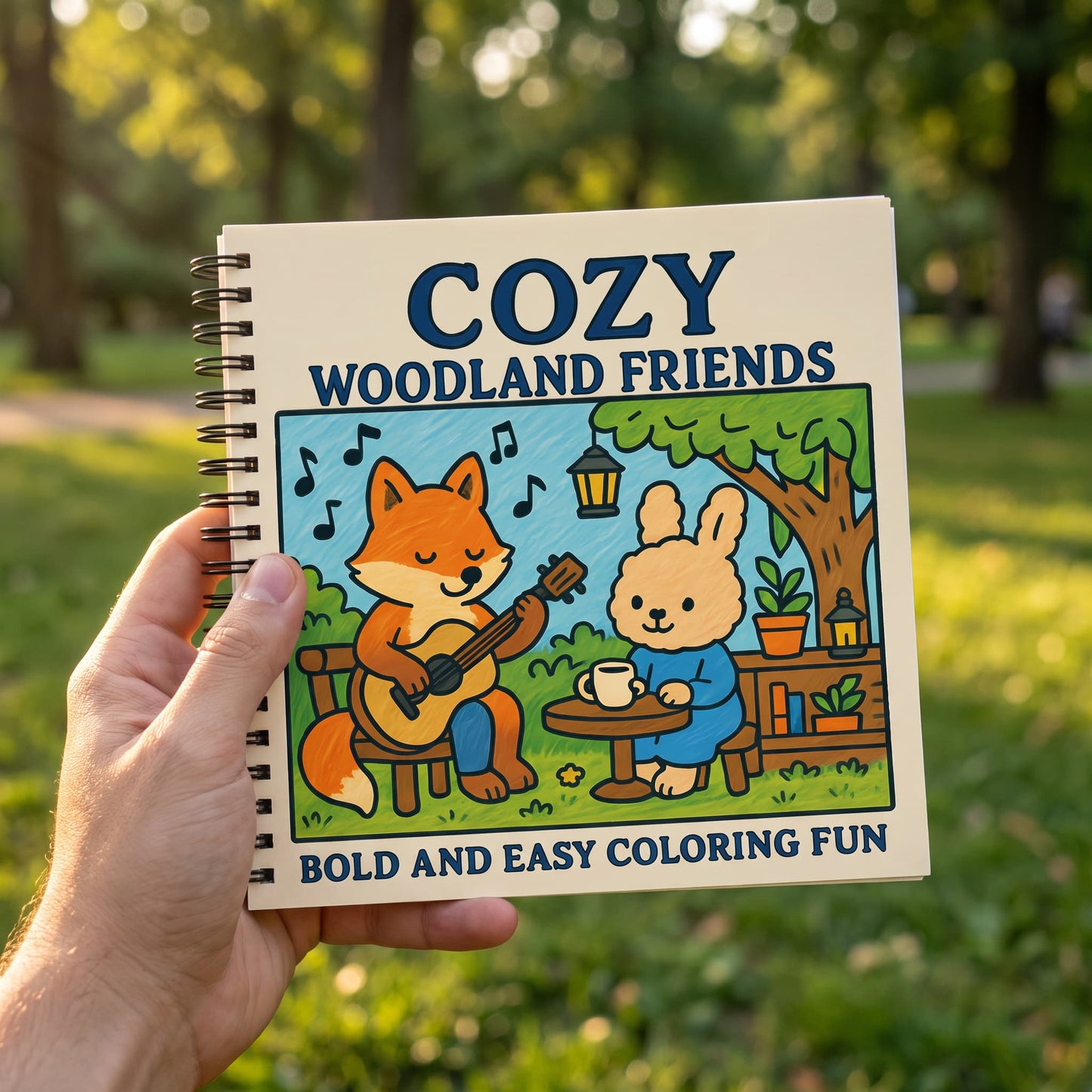 Cozy Woodland Friends Bold And Easy 20x20 Cm Büyük Boyama Kitabı, Çocuklar Ve Yetişkinlere
