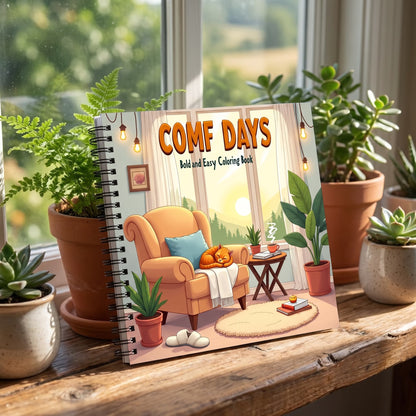 Bold And Easy Comf Day 20 x 20 Cm Büyük Boyama Kitabı - Yetişkin ve Çocuklar İçin Boyama Kitabı