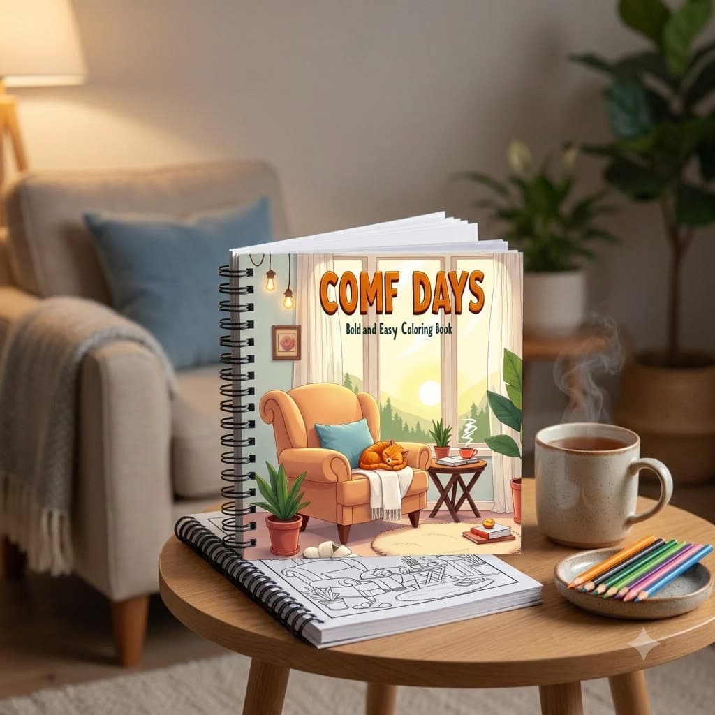 Bold And Easy Comf Day 20 x 20 Cm Büyük Boyama Kitabı - Yetişkin ve Çocuklar İçin Boyama Kitabı