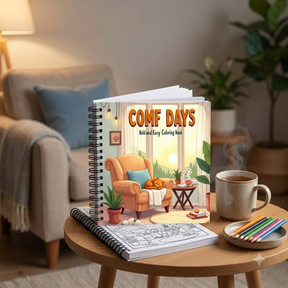Bold And Easy Comf Day 20 x 20 Cm Büyük Boyama Kitabı - Yetişkin ve Çocuklar İçin Boyama Kitabı