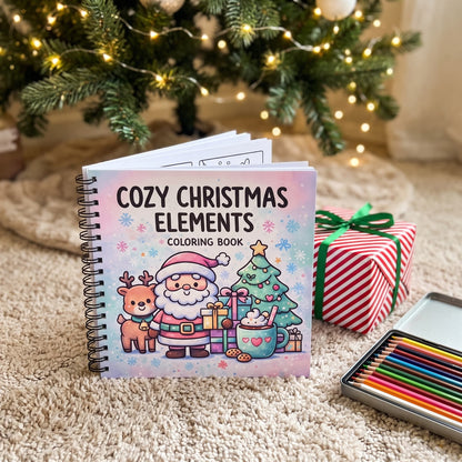 Yılbaşı Cozy Christmas Elements 20x20 Cm Büyük Boyama Kitabı, Çocuklar Ve Yetişkinler İçin