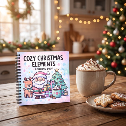 Yılbaşı Cozy Christmas Elements 20x20 Cm Büyük Boyama Kitabı, Çocuklar Ve Yetişkinler İçin
