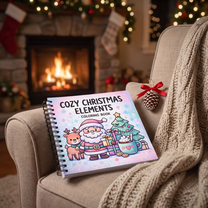 Yılbaşı Cozy Christmas Elements 20x20 Cm Büyük Boyama Kitabı, Çocuklar Ve Yetişkinler İçin