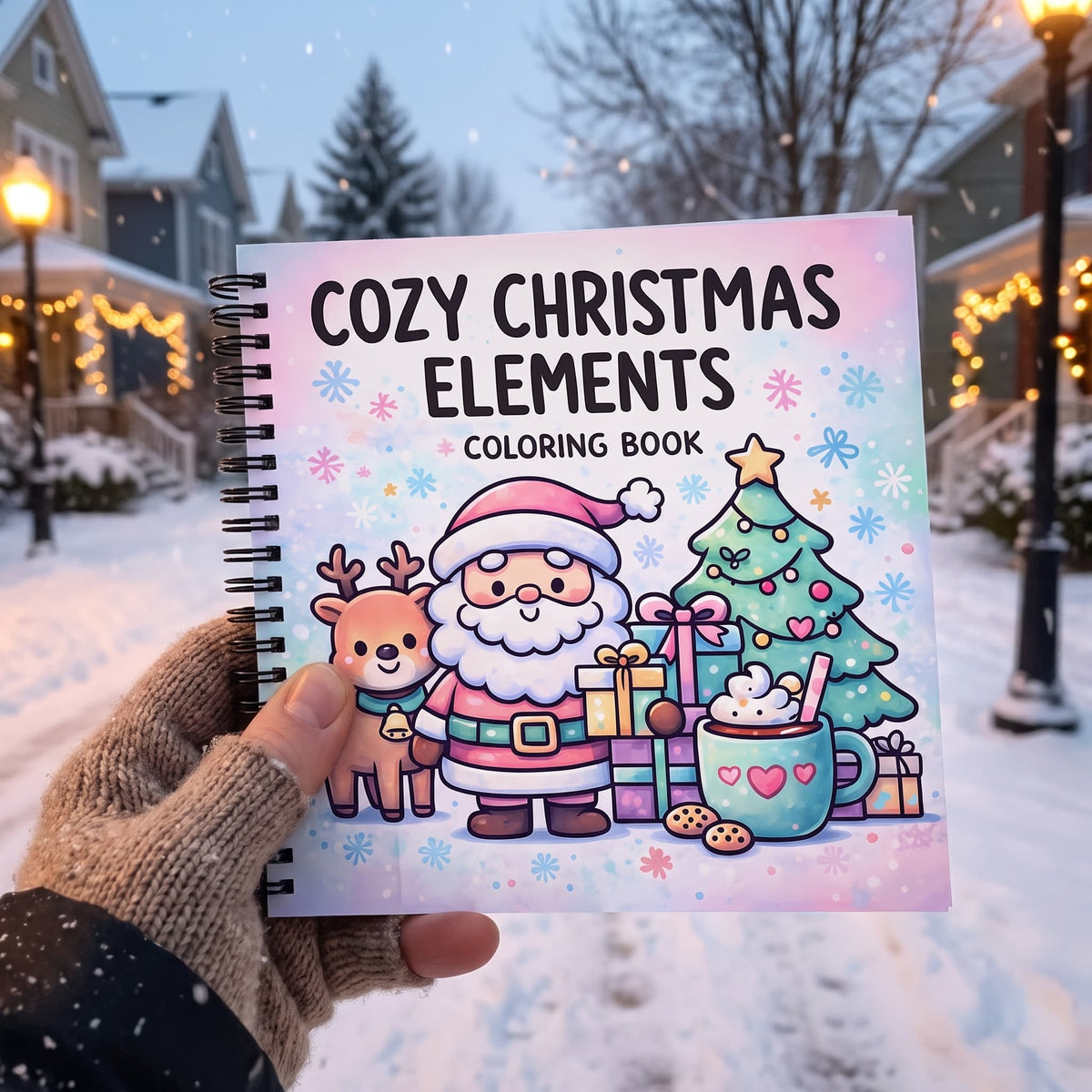 Yılbaşı Cozy Christmas Elements 20x20 Cm Büyük Boyama Kitabı, Çocuklar Ve Yetişkinler İçin