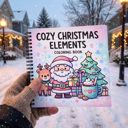 Yılbaşı Cozy Christmas Elements 20x20 Cm Büyük Boyama Kitabı, Çocuklar Ve Yetişkinler İçin