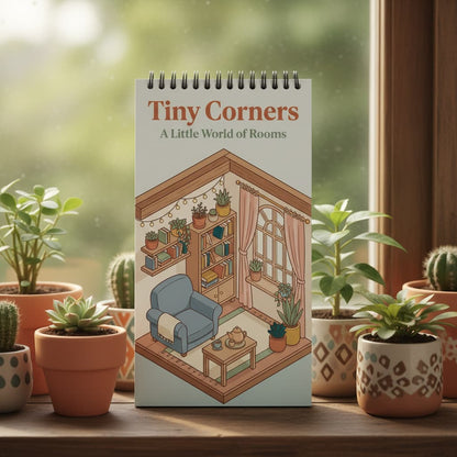 Tiny Corners: A Little World of Rooms Boyama Kitabı - Çanta / Cep Boy - 10x20 cm