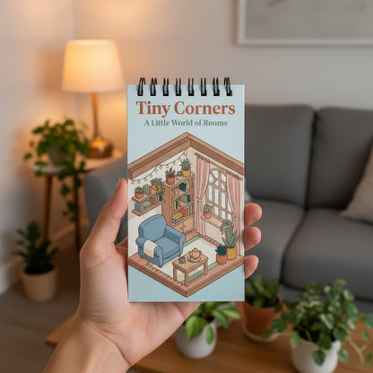 Tiny Corners: A Little World of Rooms Boyama Kitabı - Çanta / Cep Boy - 10x20 cm