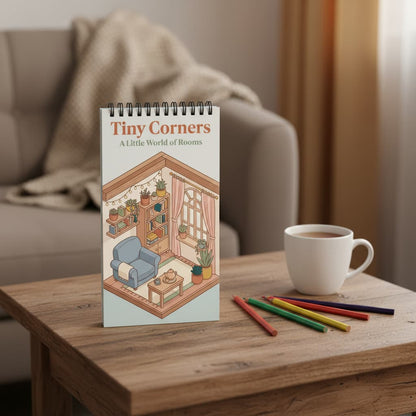 Tiny Corners: A Little World of Rooms Boyama Kitabı - Çanta / Cep Boy - 10x20 cm