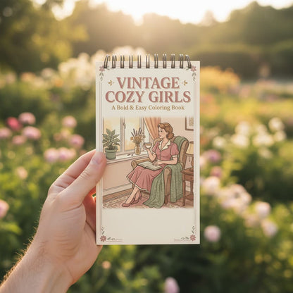 Nostalgic Vintage Cozy Girls Boyama Kitabı - Çanta / Cep Boy - 10x20 cm