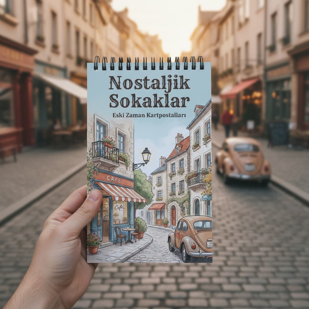 Nostaljik Sokaklar: Eski Zaman Kartpostalları Boyama Kitabı - Çanta / Cep Boy - 10x20 cm