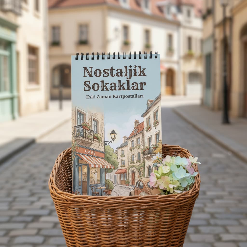 Nostaljik Sokaklar: Eski Zaman Kartpostalları Boyama Kitabı - Çanta / Cep Boy - 10x20 cm