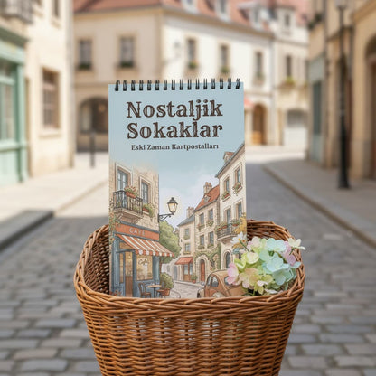 Nostaljik Sokaklar: Eski Zaman Kartpostalları Boyama Kitabı - Çanta / Cep Boy - 10x20 cm