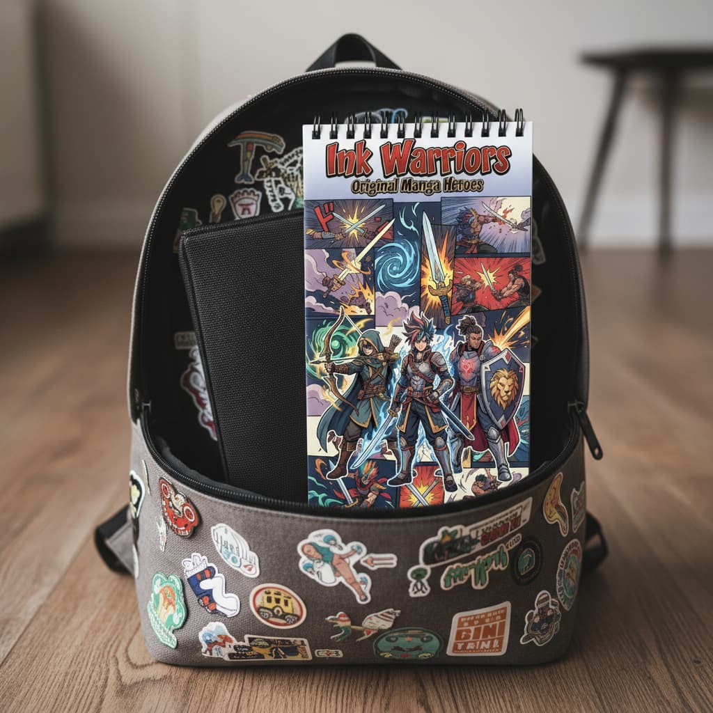 Ink Warriors: Original Manga Heroes Boyama Kitabı - Çanta / Cep Boy - 10x20 cm