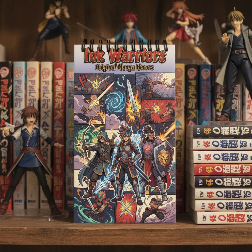 Ink Warriors: Original Manga Heroes Boyama Kitabı - Çanta / Cep Boy - 10x20 cm