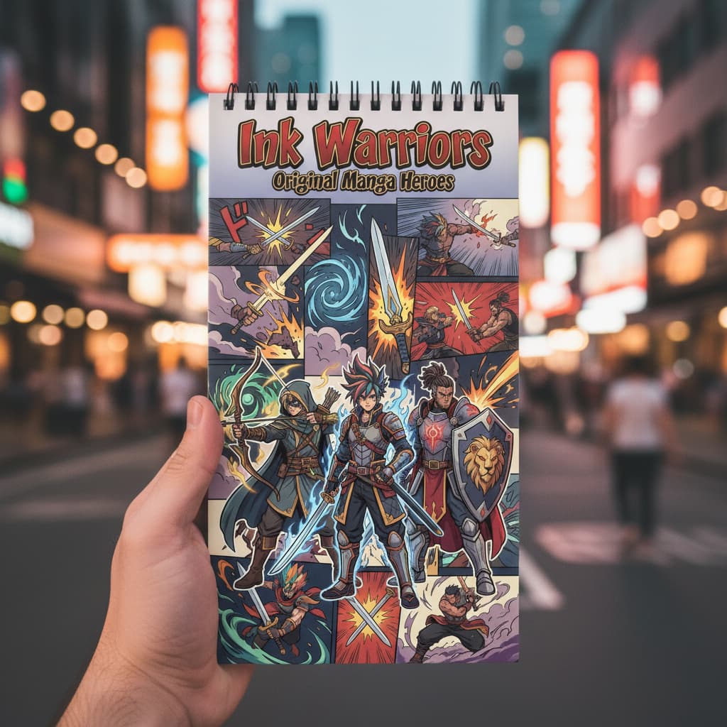 Ink Warriors: Original Manga Heroes Boyama Kitabı - Çanta / Cep Boy - 10x20 cm