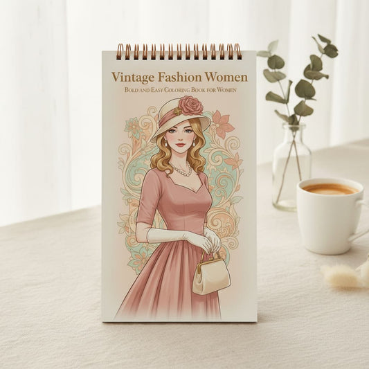 Vintage Fashion Women Cep Boy Boyama Kitabı 10x20 cm