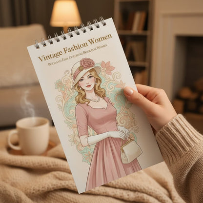 Vintage Fashion Women Cep Boy Boyama Kitabı 10x20 cm