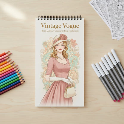 Vintage Fashion Women Cep Boy Boyama Kitabı 10x20 cm
