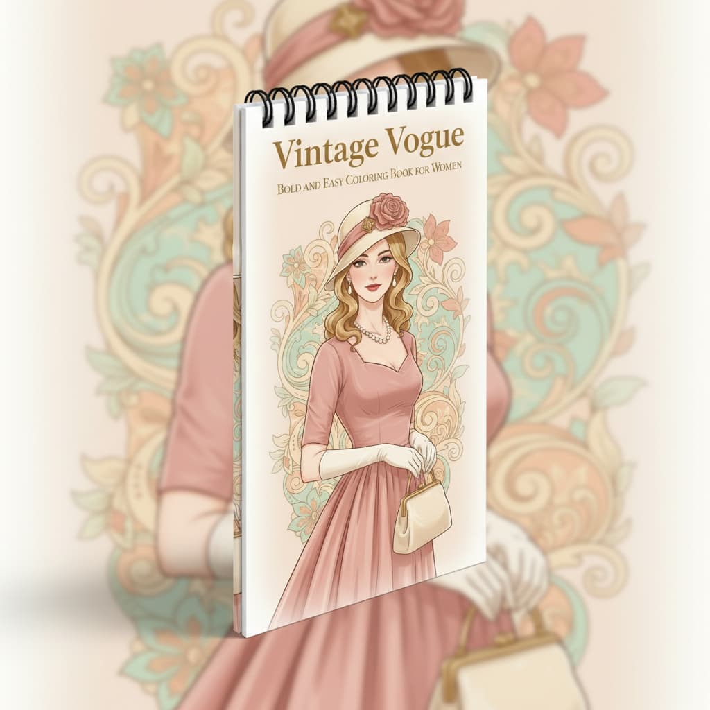 Vintage Fashion Women Cep Boy Boyama Kitabı 10x20 cm