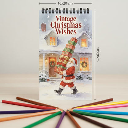 Vintage Christmas Wishes Boyama Kitabı - Çanta / Cep Boy - 10x20 cm