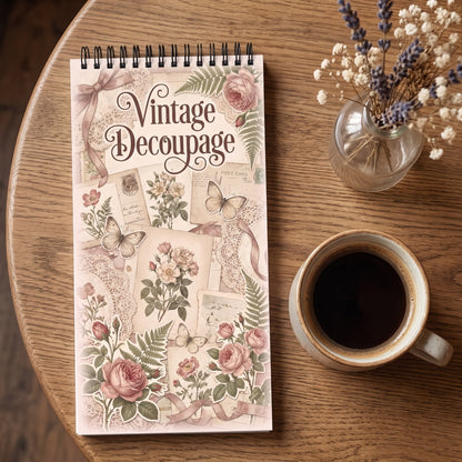 Vintage Decoupage Cep Boy Boyama Kitabı 10x20 cm