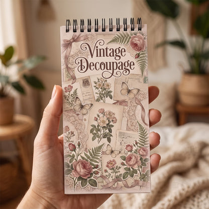 Vintage Decoupage Cep Boy Boyama Kitabı 10x20 cm