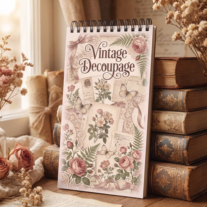 Vintage Decoupage Cep Boy Boyama Kitabı 10x20 cm
