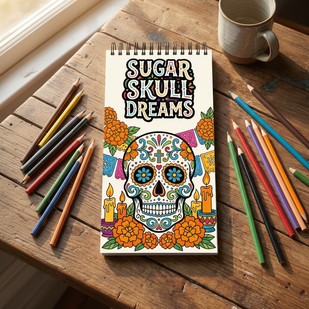 Sugar Skull Dreams Cep Boy Boyama Kitabı 10x20 cm