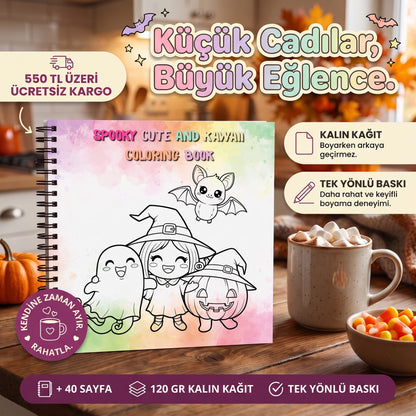 Halloween Spooky Cute And Kawaii Bold And Easy 20 x 20 Cm Büyük Boyama Kitabı