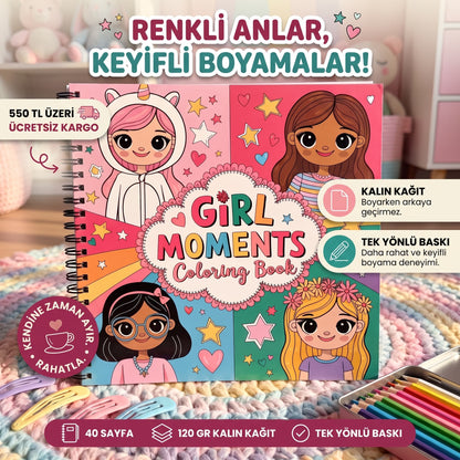 Girls Moments Bold And Easy 20 x 20 Cm Büyük Boyama Kitabı