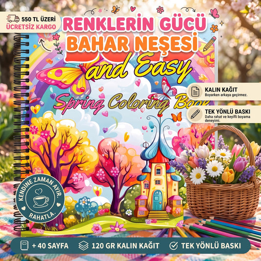 Spring (ilkbahar) Bold And Easy 20 x 20 Cm Büyük Boyama Kitabı