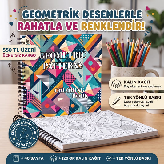 Geometrik Patternler 20 x 20 Cm Büyük Boyama Kitabı