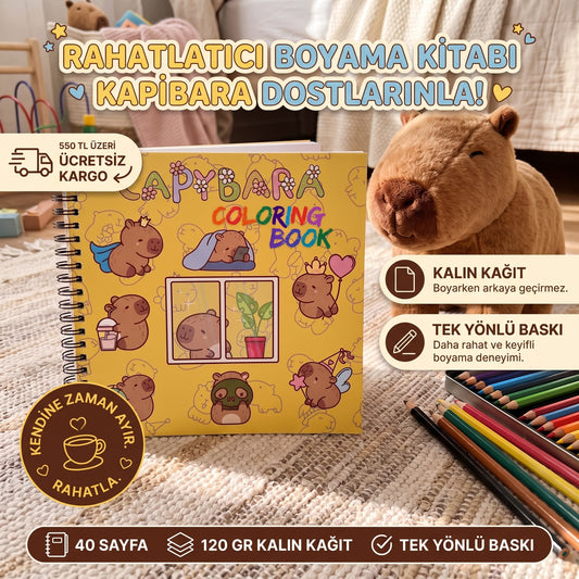 Kapibara (Capybara) Bold And Easy 20 x 20 Cm Büyük Boyama Kitabı
