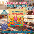 Patchwork Cute Animals Bold And Easy 20x20 Cm Büyük Boyama Kitabı, Çocuklar Ve Yetişkinlere