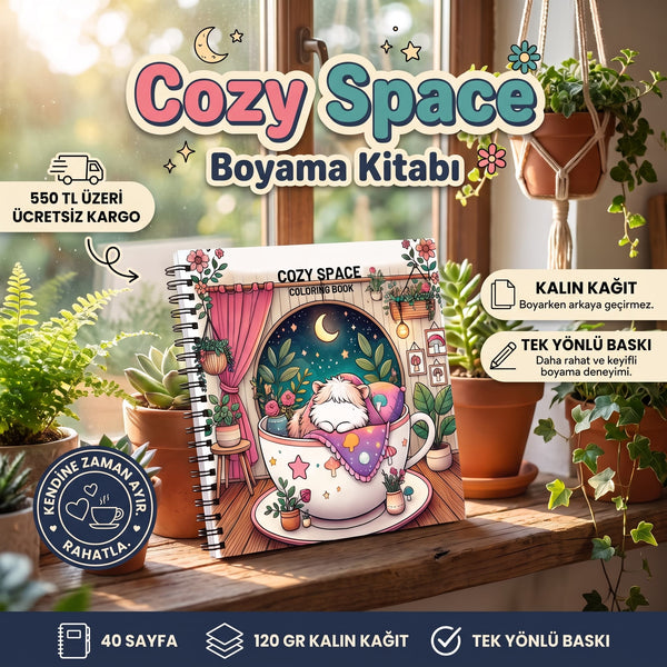 Cozy Spaces Bold And Easy – 20x20 cm Büyük Boyama Kitabı, Çocuklar ve Yetişkinler İçin