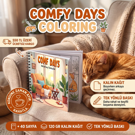 Bold And Easy Comf Day 20 x 20 Cm Büyük Boyama Kitabı - Yetişkin ve Çocuklar İçin Boyama Kitabı