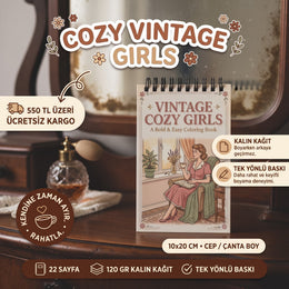 Nostalgic Vintage Cozy Girls Boyama Kitabı - Çanta / Cep Boy - 10x20 cm
