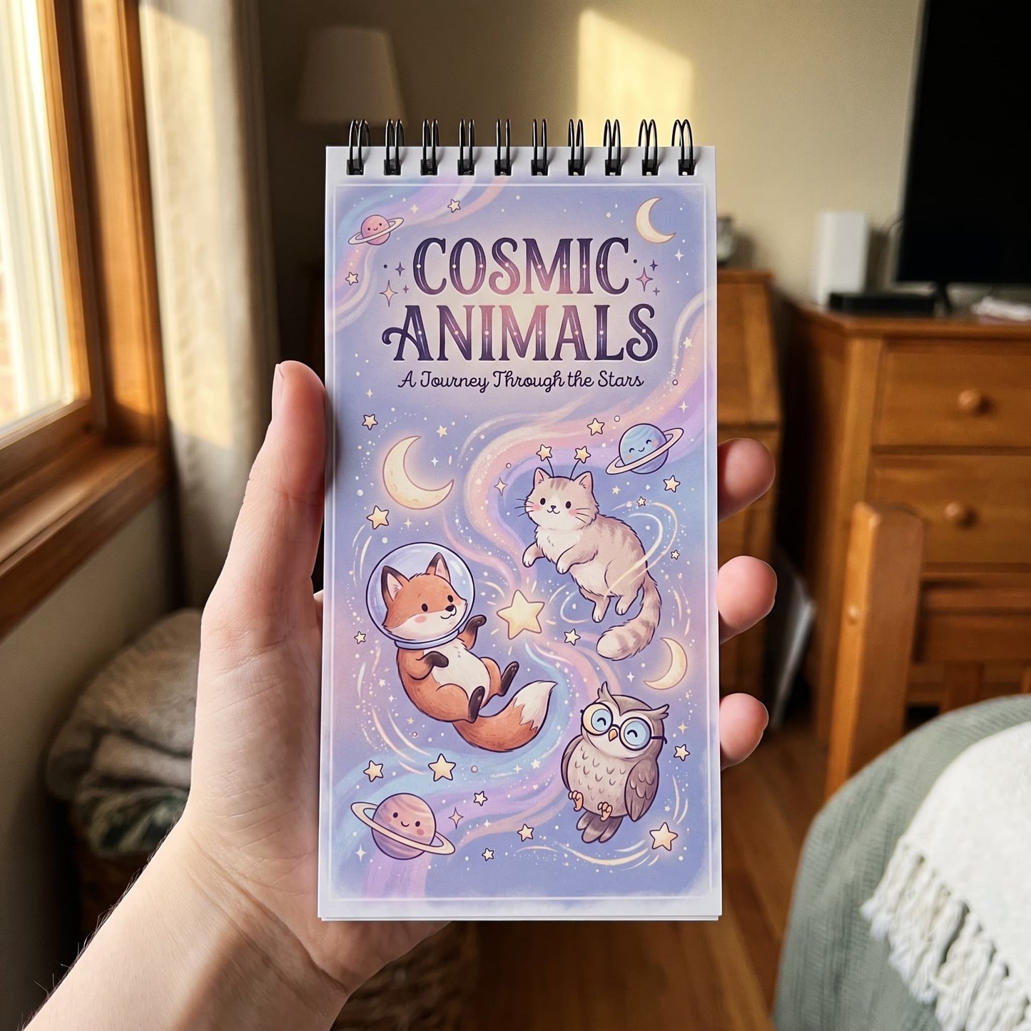 Cosmic Animals Boyama Kitabı – Cep Boy 10x20 cm | Uzay Temalı 22 Sayfa Bold & Easy Boyama Kitabı