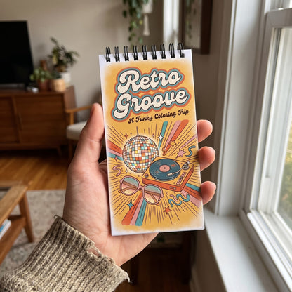 Retro Groove Boyama Kitabı – Cep Boy 10x20 cm | 70'ler Esintili Funky 22 Sayfa Bold & Easy Boyama Kitabı