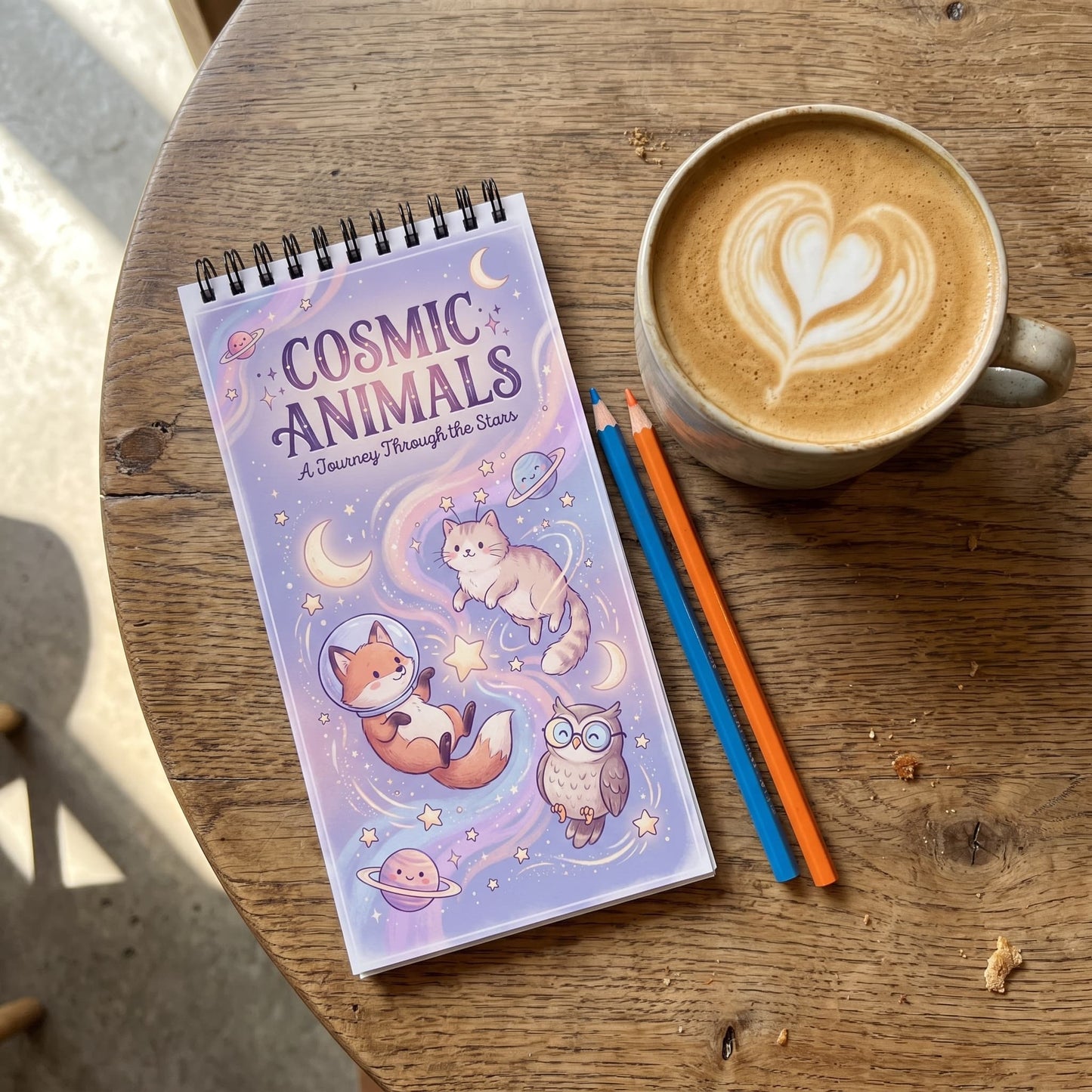 Cosmic Animals Boyama Kitabı – Cep Boy 10x20 cm | Uzay Temalı 22 Sayfa Bold & Easy Boyama Kitabı