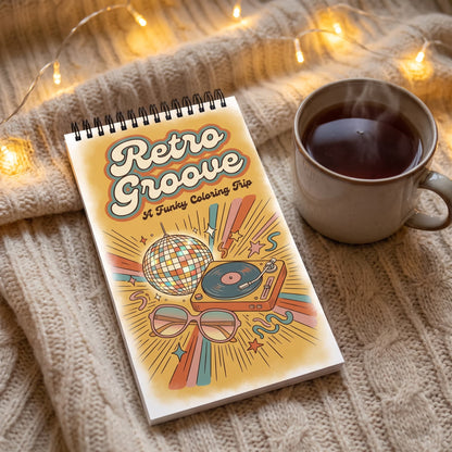 Retro Groove Boyama Kitabı – Cep Boy 10x20 cm | 70'ler Esintili Funky 22 Sayfa Bold & Easy Boyama Kitabı